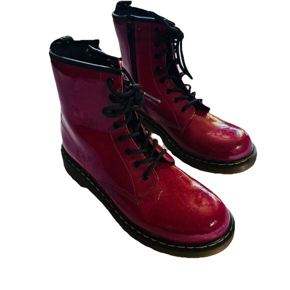 Docs Dr. Martens Women's 1460 Boots Red Cherry wood Patent Leather Size US 7 - Picture 3 of 10